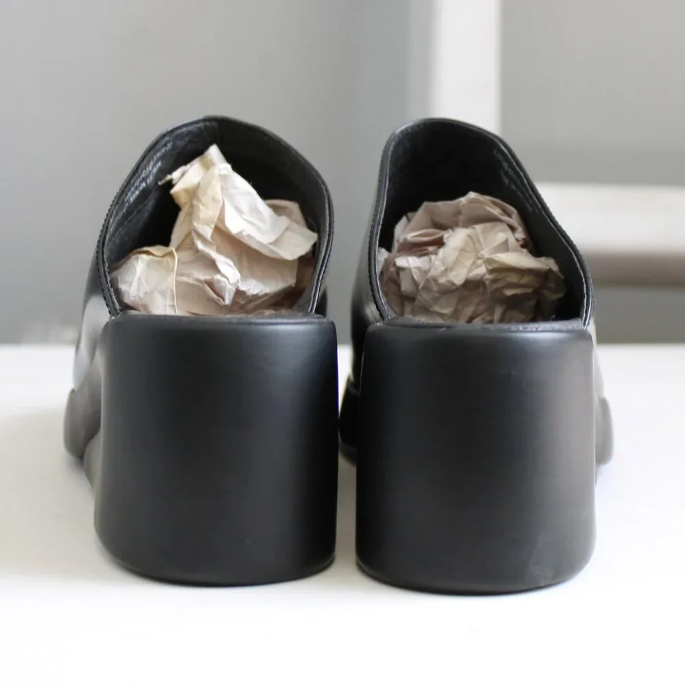 Camper Women's Black Kaah Leather Lightweight Wedge Clogs Size 37 / 7 US - Picture 3 of 9